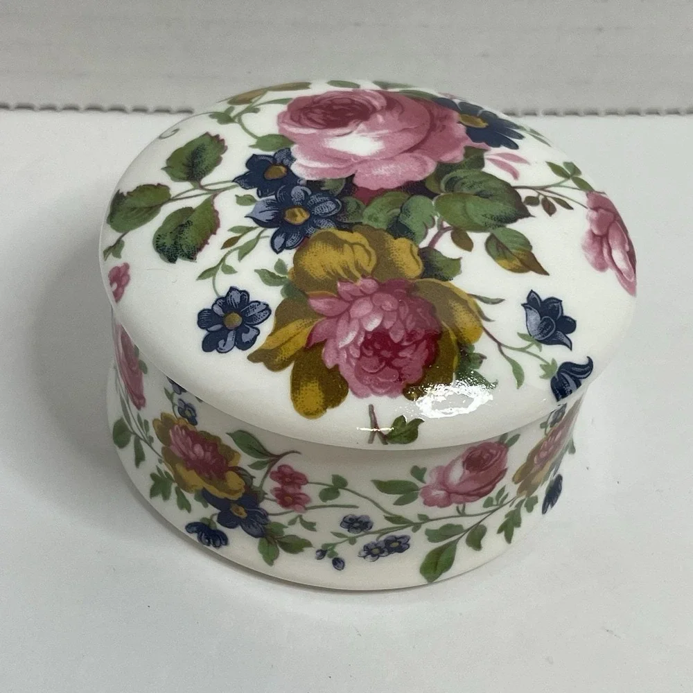 Trinket Dish Staffordshire Fine Bone China Made In England Jewelry Pink Roses